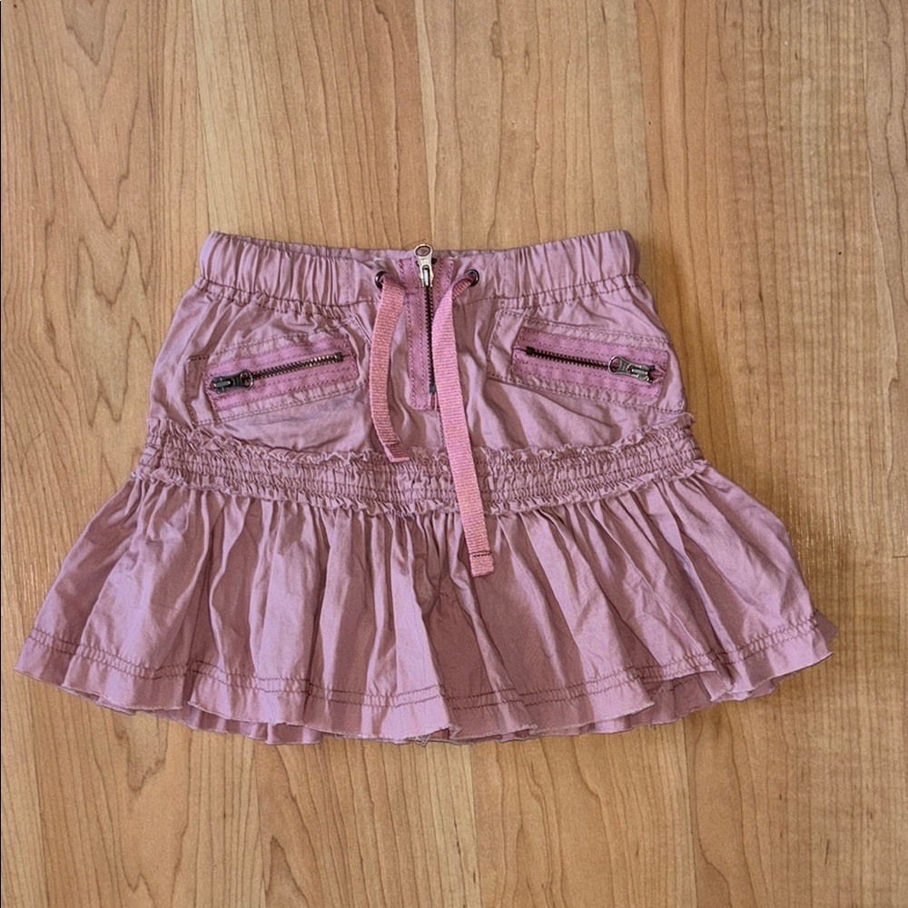 Cinnamon Girl Pink Ruffled Mini Skirt with Zipper Details
